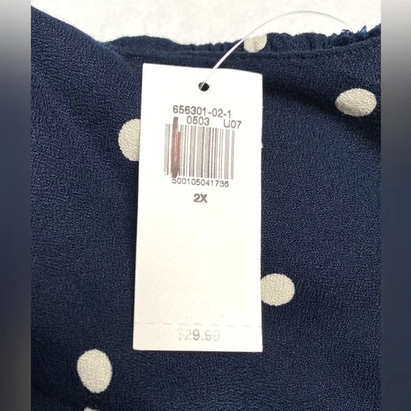 Old Navy Women's Navy Blue White Polka Dot Ruffle-Trim Cami Top Size 2X NWT - Picture 6 of 11